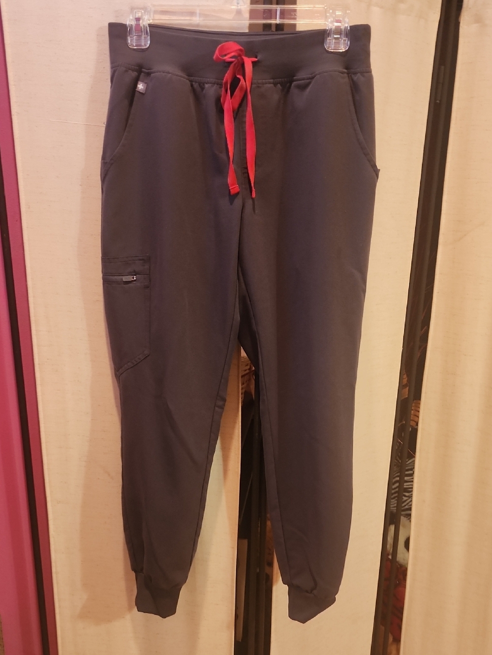Figs Charcoal Track Joggers with Red Drawstring